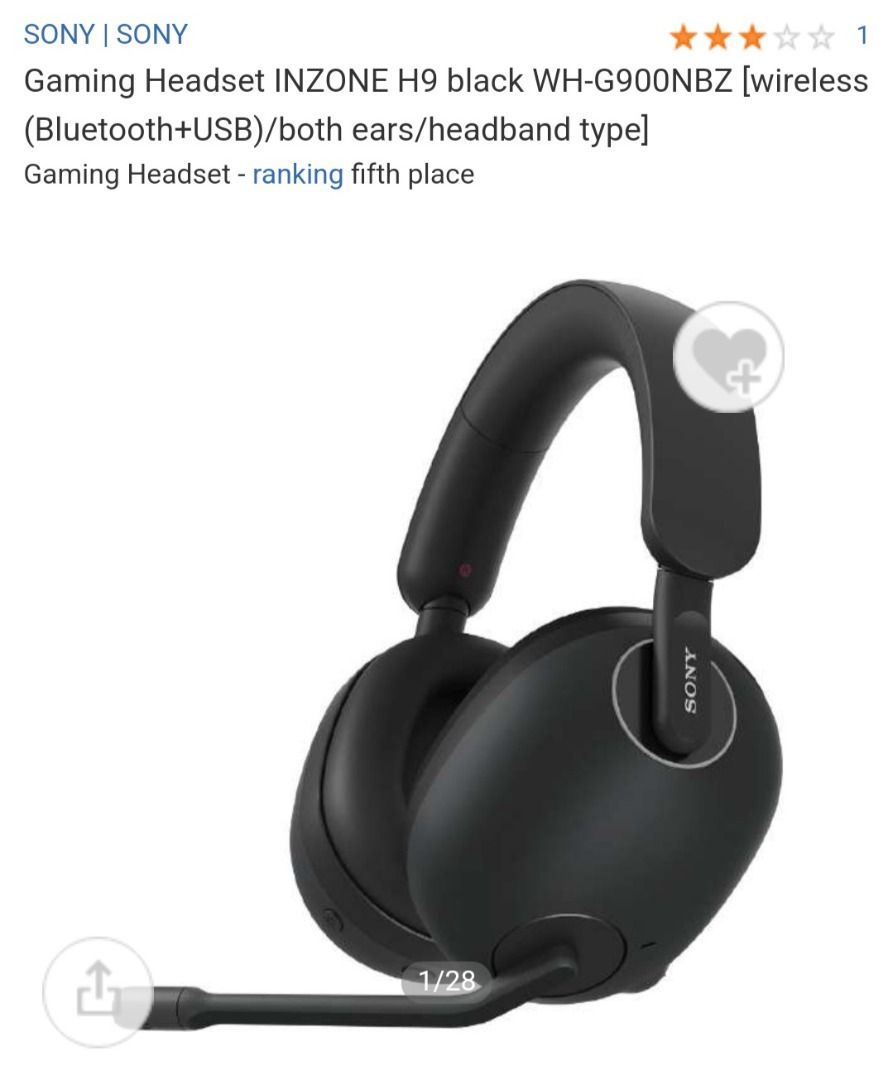 Gaming Headset INZONE H9 black WH G900NBZ wireless Bluetooth USB both ears headband type Audio Headphones Headsets on Carousell