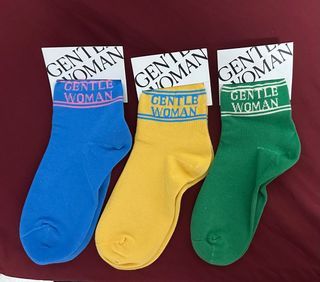 Gentlewoman Crew Socks in Colors: Blue Yellow Green