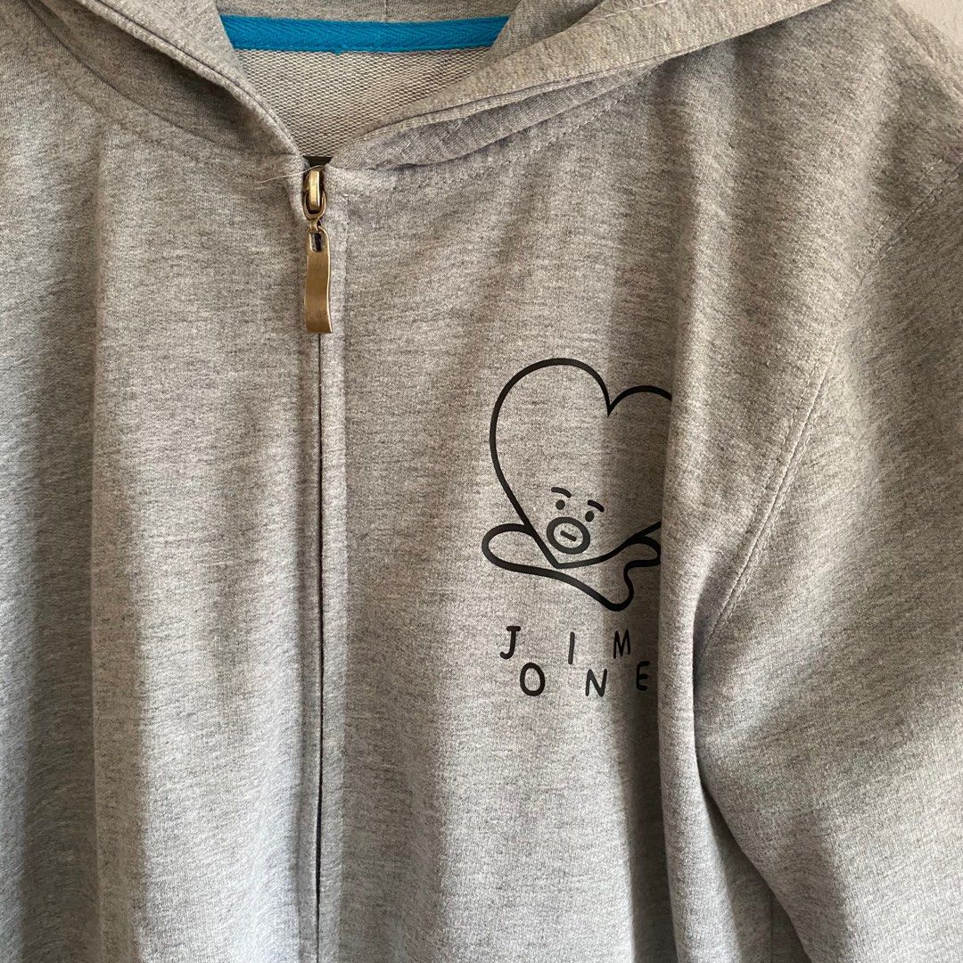 Grey Tata Mang Jacket Grey BT21 TATA Hoodie Jacket Outerwear