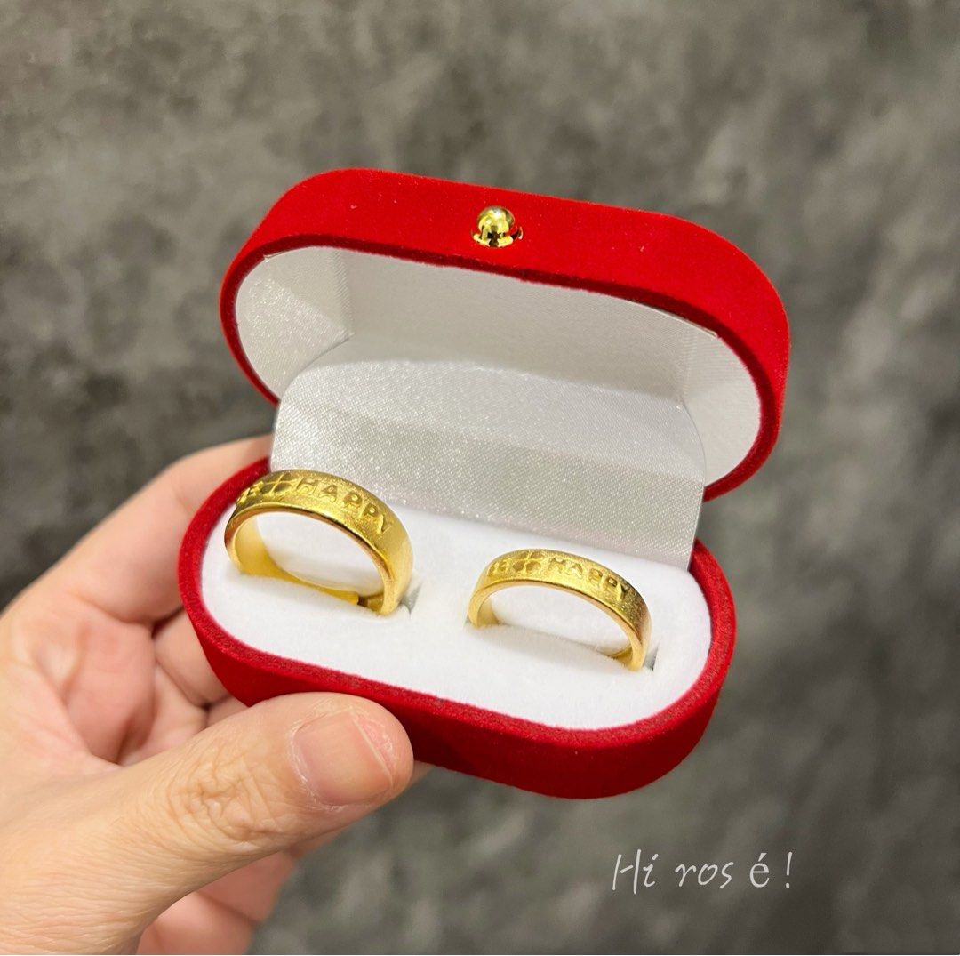 Hi rosé!］現貨、實拍、1:1金店同款！幸運草黃金戒指四葉草沙金戒指情侶對戒久不掉色越南砂金仿黃金鍍24k, 她的時尚, 珠寶、飾品與收納,  戒指在旋轉拍賣