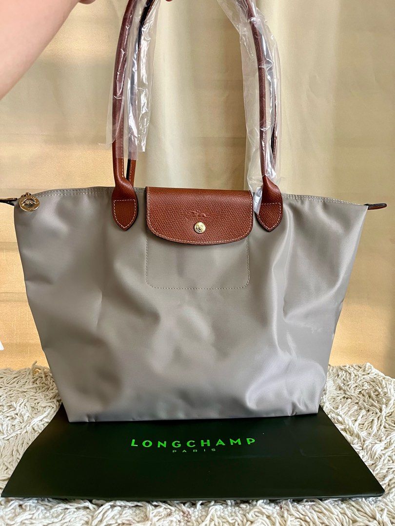 Longchamp large long handle turtle dove grey Luxury Bags Wallets on Carousell