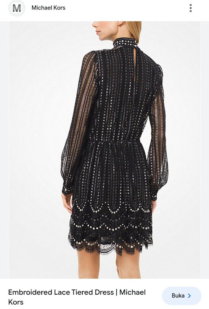 Michael michael kors embroidered lace tiered deals dress