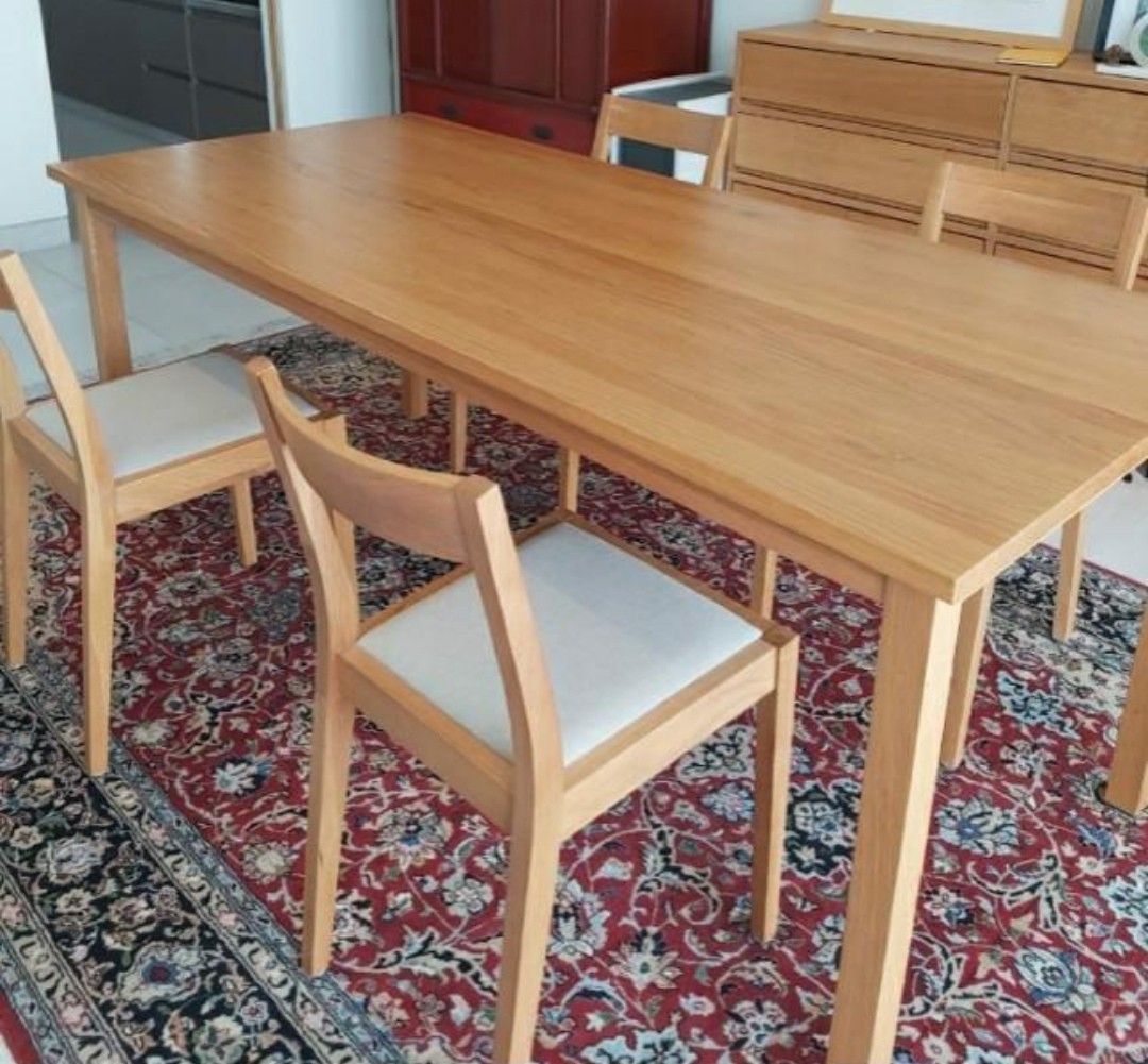 Muji wooden Dining Table Set 180cm, Furniture Home Living