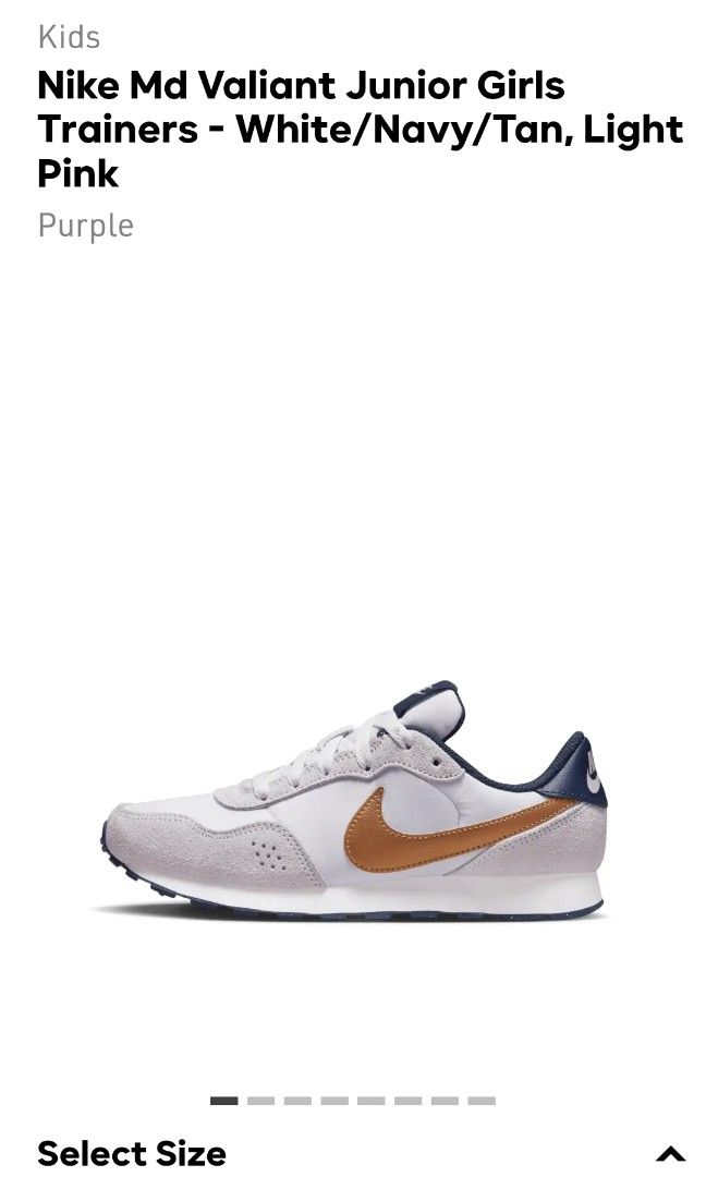 Nike Md Valiant Junior Girls Trainers White Navy Tan