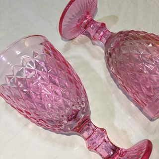 Pink Diamond Cut Goblets