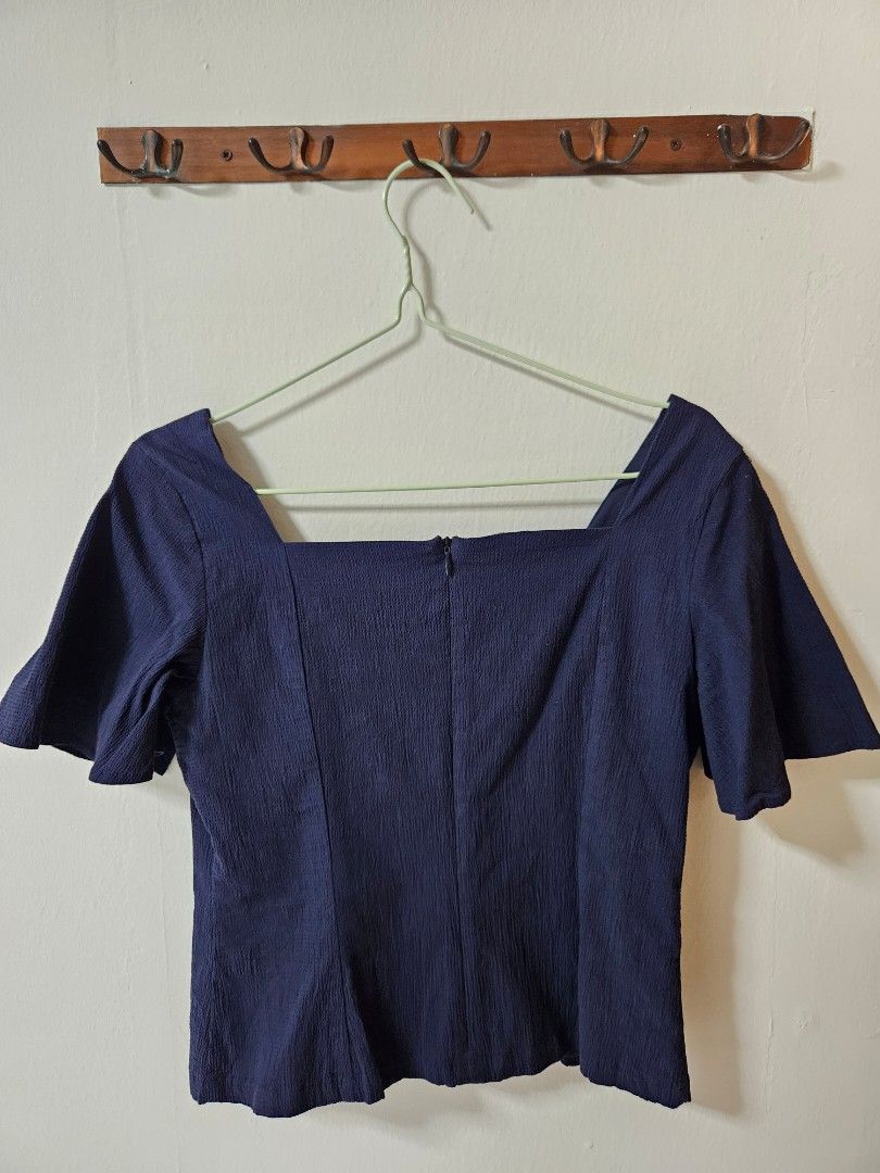 Navy Blue Square Neck Top