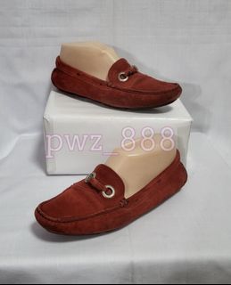 PRADA Red Suede Leather Loafers Size 35 1/2
