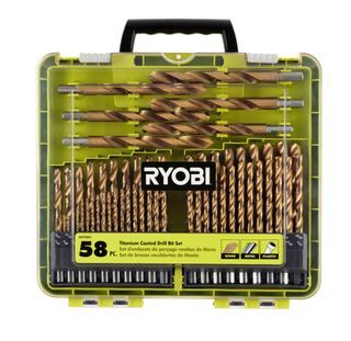 Ryobi A975801 58pcs Drill Bit Kit, perfect for a wide variety of drilling applications, suitable for use with wood, metal and plastic, The titanium coating increases the durability of the bits, Brand new in box.