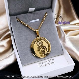 STAINLESS STEEL JEWELRY  "San Lorenzo Ruiz" Medallion Necklace