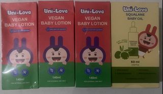 Unilove Vegan Lotion and Squalane Oil Set (4 lotions, 1 Oil)