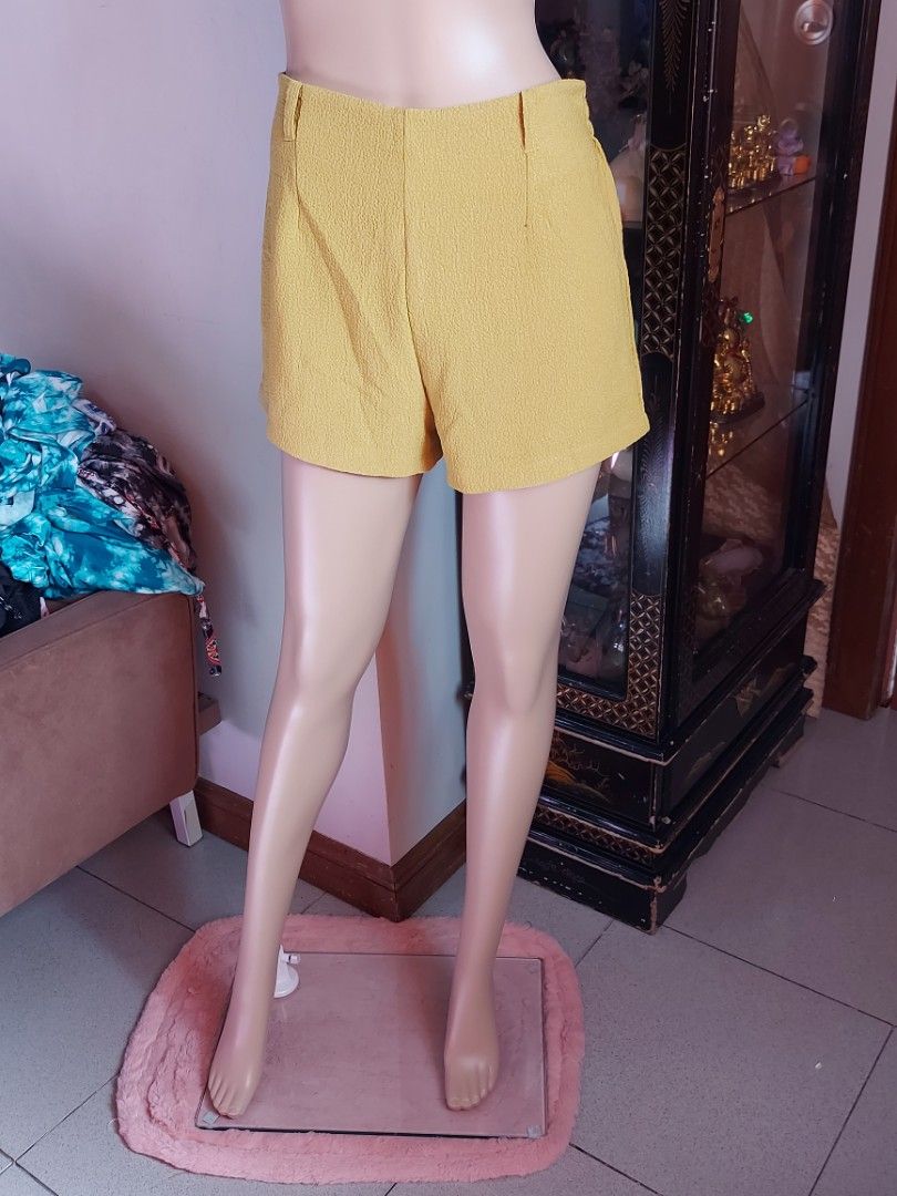 Mustard yellow high waisted shorts hot sale