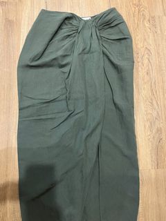 Zara linen army green skirt