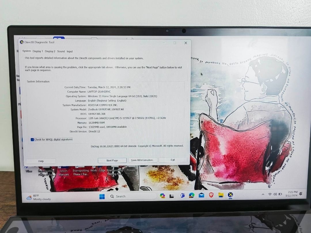 ZenBook Duo 14 UX482 (Category: Laptops & Notebooks) located in Santa Rosa. Submitted by ninetytwo17 (Listing ID 1292530626, Image 2). Description: ✨ NEGOTIABLE ✨ Performance: 10/10 (smooth and seamless) Screen 1 condition: 10/10 (no scratches) Screen 2 condition: 11/10 (with screen protector) Keyboard: 10/10 (well-maintained) Charger: 10/10 (new) Battery: 10/10 - up to 5 hours (optimized by ASUS battery saver) Exterior: 8/10 - issues: minor dent