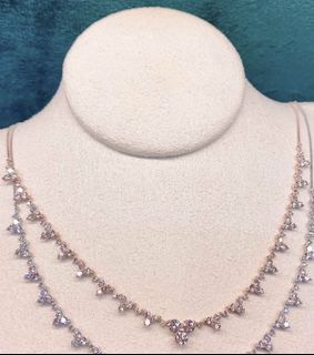 18k Rose Gold  Princess D choker necklace diamonds