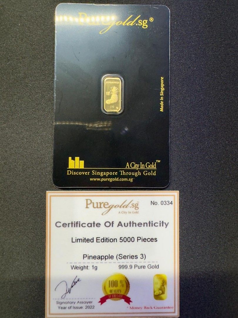 1 gram Pure gold.sg Gold Bar, Hobbies & Toys, Memorabilia & Collectibles,  Currency on Carousell