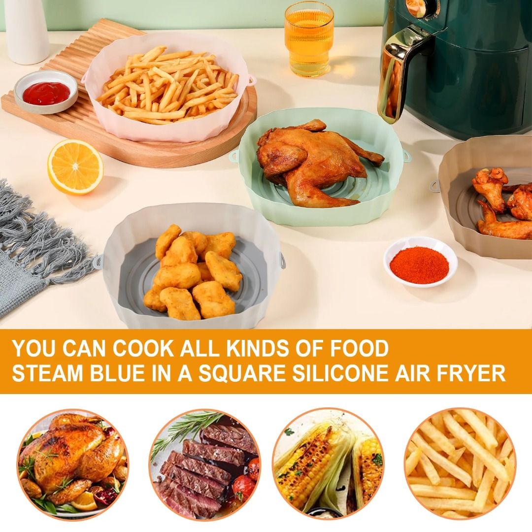 Compre Air Fryer Silicone Basket Airfryer Oven Baking Tray Pizza Fried  Chicken Basket Reusable Airfryer Pan Liner Accessories barato — frete  grátis, avaliações reais com fotos — Joom