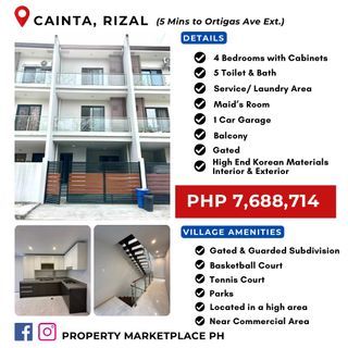 3 Storey 4 Bedrooms Townhouse For Sale  📍3 Mins to Ortigas Ave. Ext.