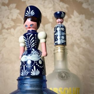 🏵 GENUINE HUNGARIAN FOLK ART Decorative Wooden  Bottle Stoppers Hand Painted Traditional Art Wine Cork Figurines