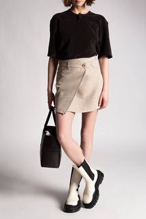 Acne Studios Beige Hemp Asymmetric Mini Skirt