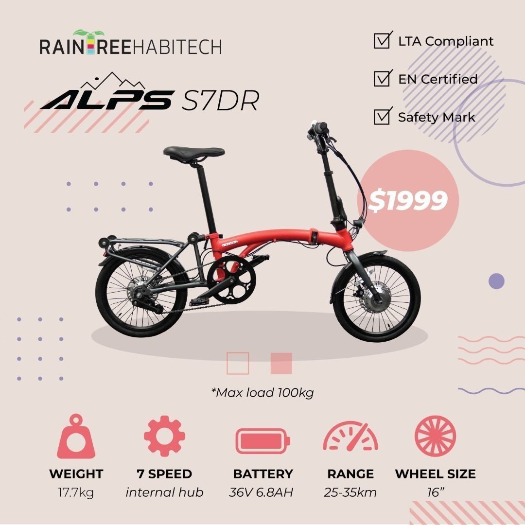 ALPS TRI FOLD ELECTRIC BICYCLE NEW IN SG 36V 6.8Ah TRI FOLD