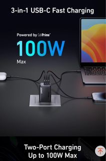 Anker GaN Prime 100W 3-Port USB-C+USB A Compact Wall Charger Fast PPS