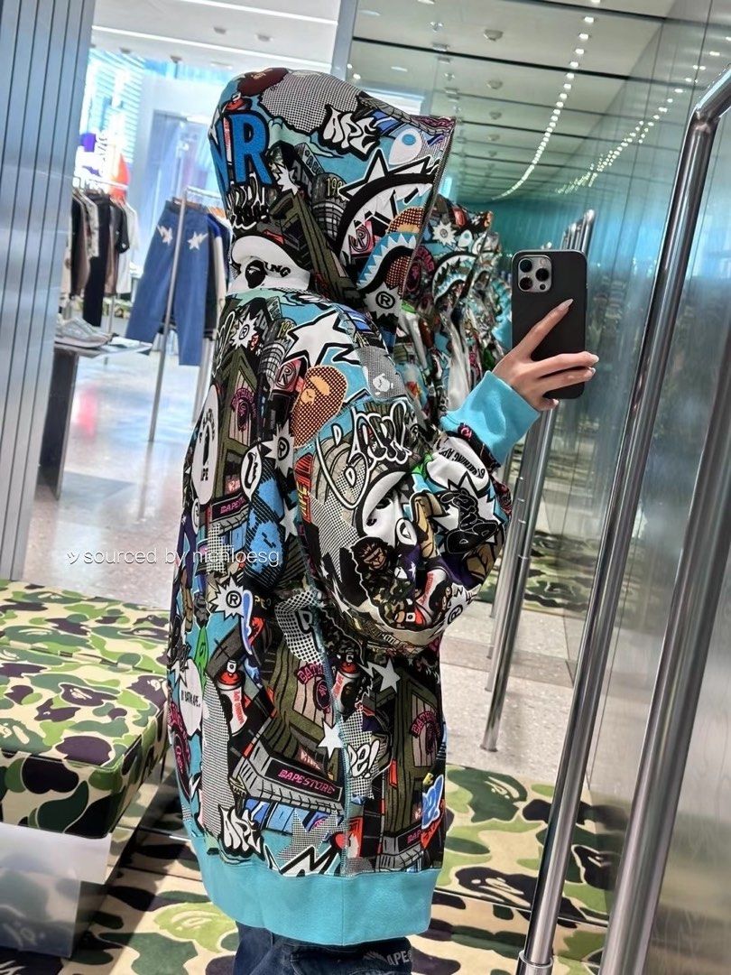 BAPE COMIC ART SHARK FULL ZIP HOODIE