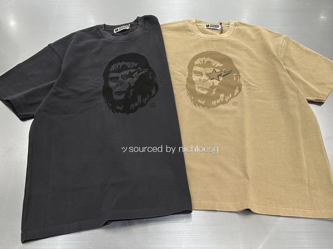 BAPE WGM Garment Dyed Relaxed Fit Tee Brown