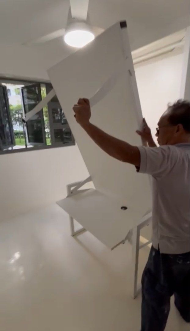 Murphy bed (Category: Bed Frames & Mattresses) located in Singapore. Submitted by boo.ril.hash (Listing ID 1292778089, Image 3). Description: Hardly use. 108cm wide 86cm depth 216cm tall. It comes with mattress. 2 years old and bought at $2500 Will show you video on how this bed works. Bed has been dismantled and wrapped up nicely. Will deliver and install it for free. Non-negotiable .