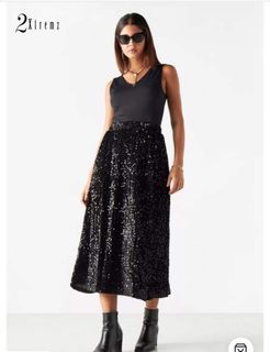 Black velvet glittery/sequins skirt