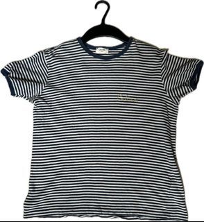 CELINE EMBROIDERED T-SHIRT IN STRIPED COTTON WHITE / NAVY