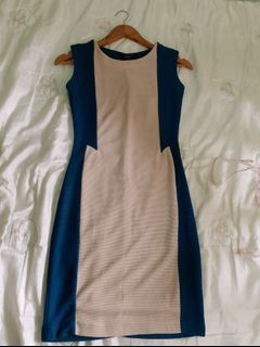 CLN Blue and Cream Dress (can be used as office dress)