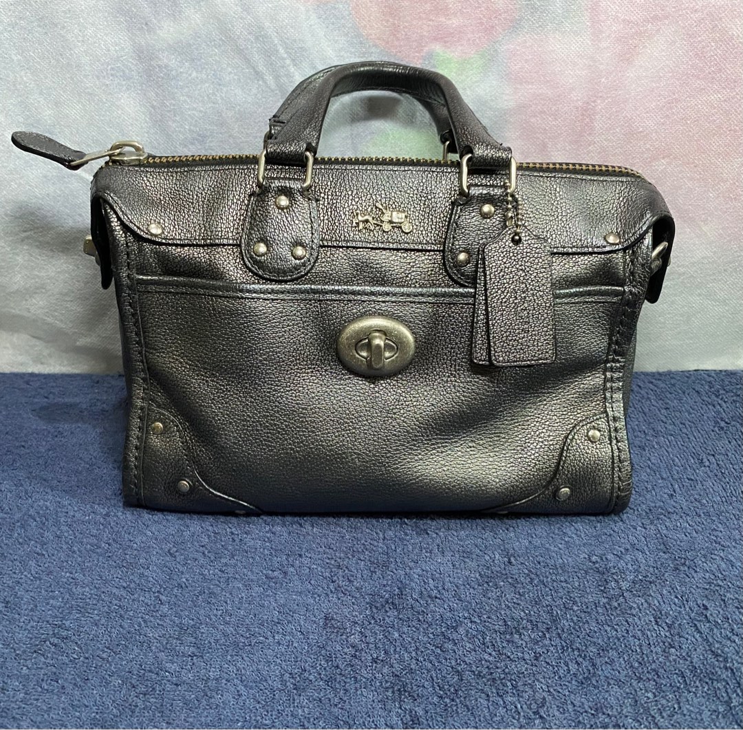Coach Rhyder Satchel Bag Metalic Grey Tas top handle kulit asli Ori ...