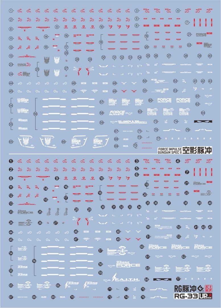 [Evo] RG Force Impulse SpecII Spec II Gundam Waterslide Decal 1/144 High Quality Definition Fluorescent (Category: Gundam Model Kits) located in Singapore. Submitted by gunpla (Listing ID 1292712706, Image 2). Description: ⚡️Buy 9 get 1 free + FREE mail! - (can mix waterslide on my other listings) 🔥Buy 3 free mail! - (can mix waterslides on my other listings) High quality / definition gundam waterslides decal. Made by: Evo (better quality than d