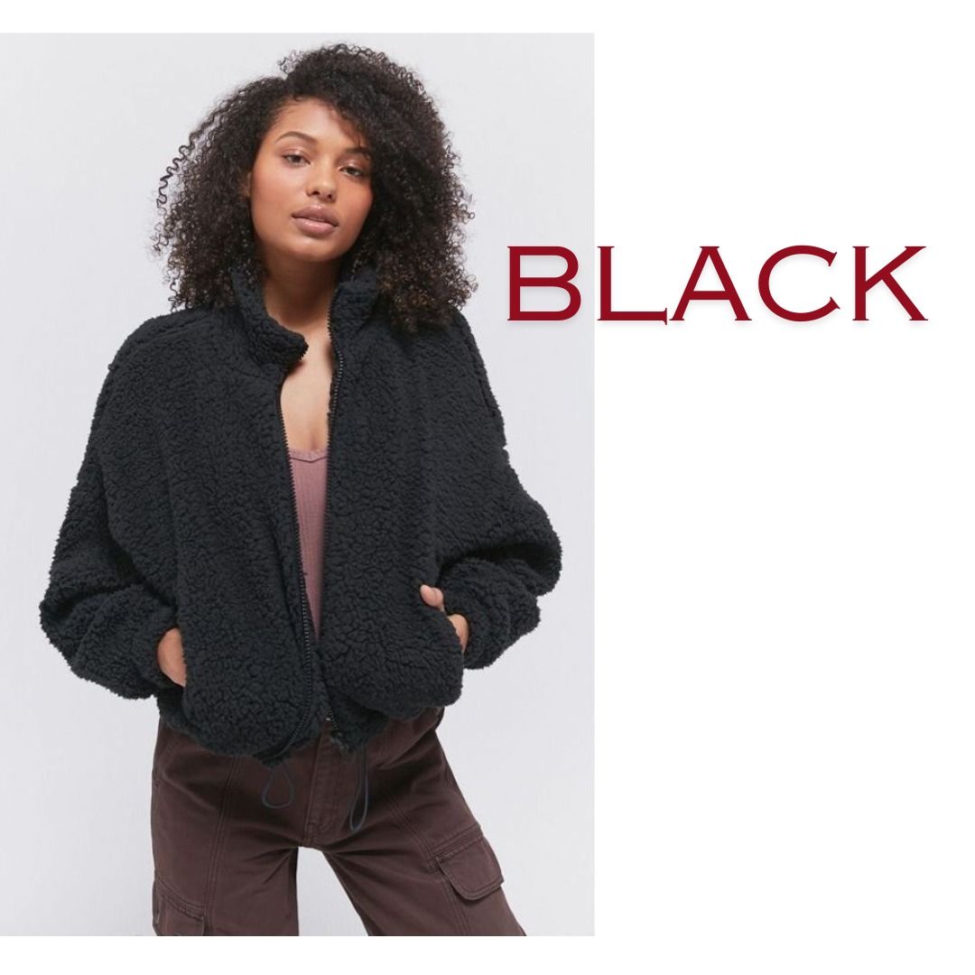 Fuzzy drawstring jacket on sale