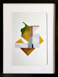 Geometrie Series No.24 17.5 x 12.5 inches Original Collage Artwork with FRAME Ready to Hang ART