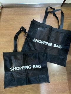 Get 1 Small 1 Large Black Transparent Mesh Shopping Bags [BUNDLE SUPER SALE BRAND NEW]