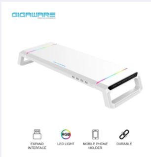 Gigaware Ice Coorel T1 RGB Desktop Monitor Stand Multifunction Foldable USB 2.0 Computer Screen Riser