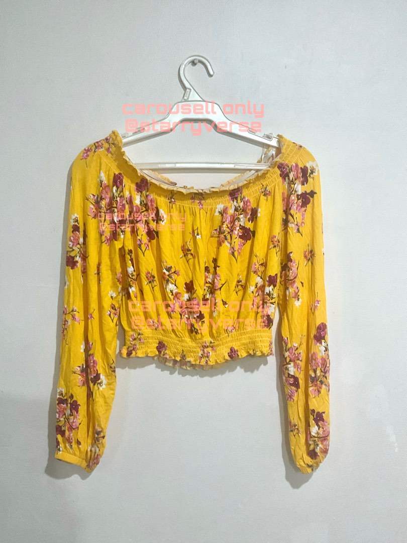 H&m floral off the shoulder top clearance