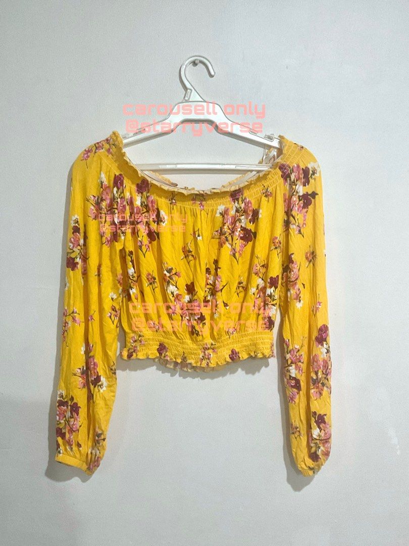 h&m yellow floral top