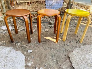 JAPAN SURPLUS FURNITURE 3PCS NITORI WOODEN STOOL  SIZE 13D x 17.75H in inches   (AS-IS ITEM) IN GOOD CONDITION