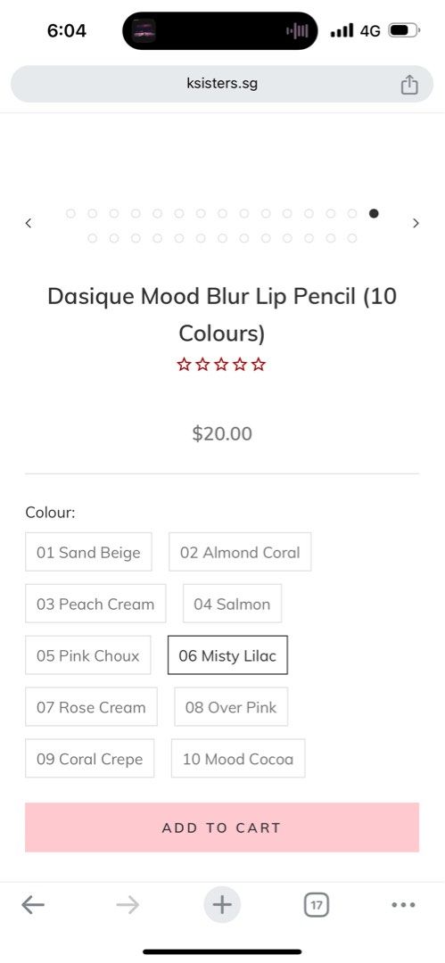 Dasique Mood Blur Lip Pencil (#06 Misty Lilac) 0.9g