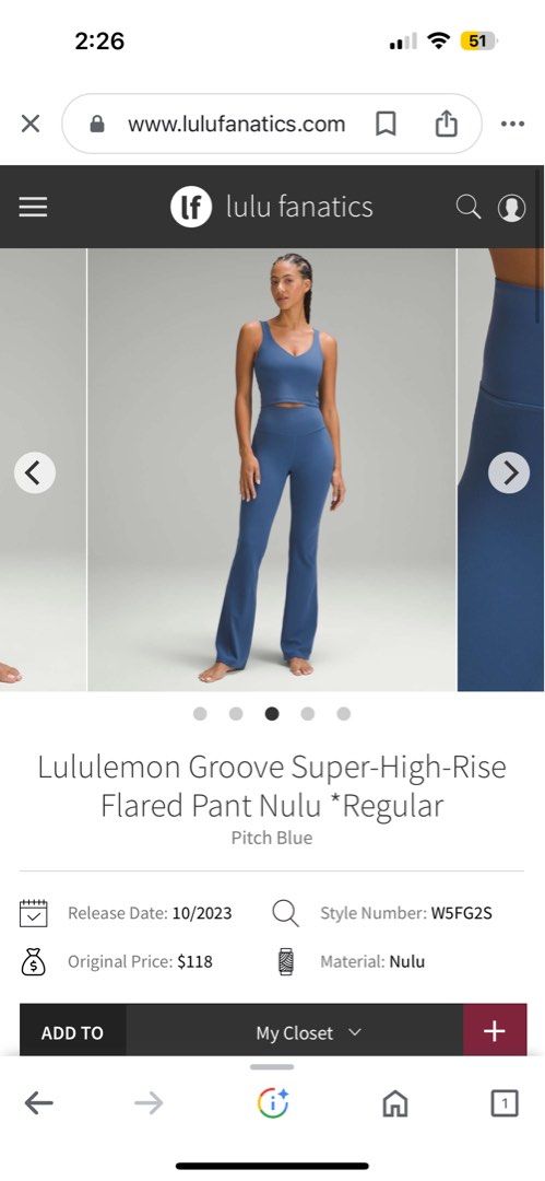 Lululemon Groove Super-High-Rise Flared Pant Nulu, Women's Fashion