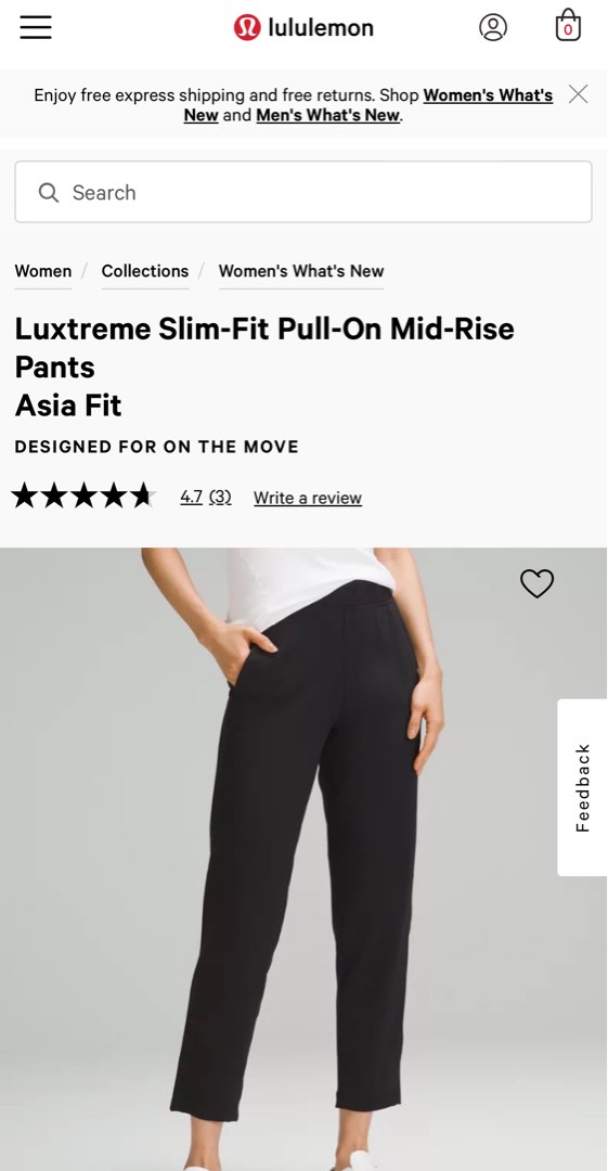 Lululemon slim fit pull on mid rise pants Asia Fit, Women's Fashion,  Bottoms, Other Bottoms on Carousell