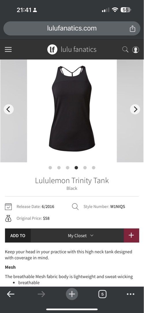 Lululemon Trinity Tank, Women's Fashion, Activewear on Carousell