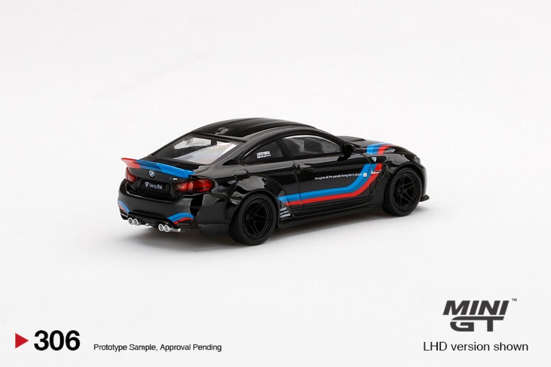 Mini GT LBWK Works BMW M4 Black W/ M Stripe 306 Hot Wheels size