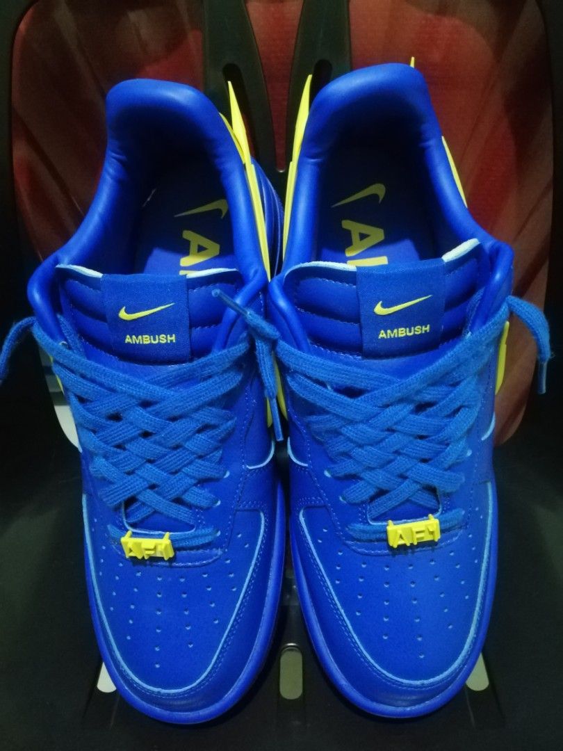 NIKE AIR FORCE 1 X AMBUSH (Category: Sneakers) located in Balanga. Submitted by adnair0808 (Listing ID 1292802944, Image 2). Description: NIKE AIR FORCE 1 X AMBUSH SIZE: 10. 5 US / 44.5 EURO COLOR RATE: 10/10 CONDITION: 10/10 BAGONG BAGO PA TALAGA Air Force 1 x AMBUSH® Game Royal and Vivid Sulphur ₱10,295.00 Teleport between worlds in the AF-1 x AMBUSH®. Fashion designer and visionary creative director Yoon Ahn turns up the volume on the iconic l