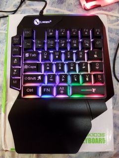 One hand gaming keyboard backlit