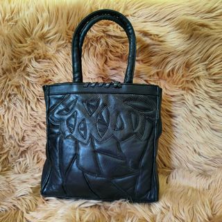 QUILTED BLACK LEATHER BAG from Japan