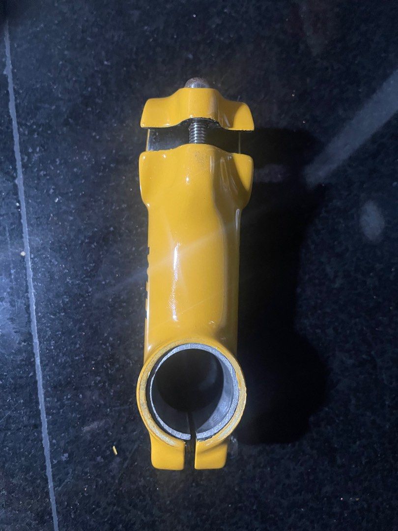 Repainted ITM Stem standard size 80mm (Category: Bicycles) located in Pasig City. Submitted by jaycerji68719 (Listing ID 1292737785, Image 3). Description: itm stem repainted to yellow. STANDARD sizing..