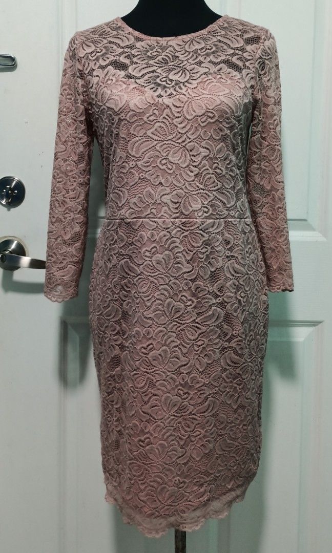Rose pink lace dress (Category: Dresses) located in Paranaque City. Submitted by conrich (Listing ID 1292678991, Image 1). Description: Decluttering gift from Ireland. Fitted design but good for medium to XL..